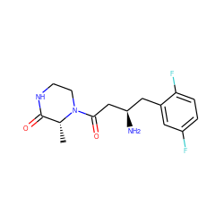 C[C@@H]1C(=O)NCCN1C(=O)C[C@H](N)Cc1cc(F)ccc1F ZINC000014953079