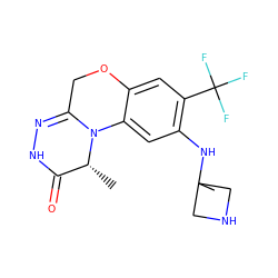 C[C@@H]1C(=O)NN=C2COc3cc(C(F)(F)F)c(NC4(C)CNC4)cc3N21 ZINC000209550308