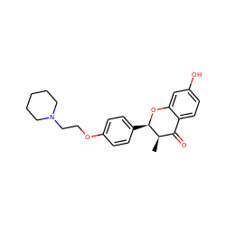 C[C@@H]1C(=O)c2ccc(O)cc2O[C@@H]1c1ccc(OCCN2CCCCC2)cc1 ZINC000012353836