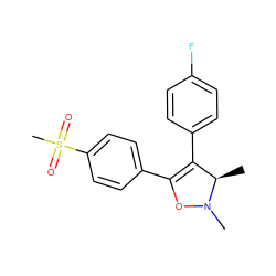 C[C@@H]1C(c2ccc(F)cc2)=C(c2ccc(S(C)(=O)=O)cc2)ON1C ZINC000000026994