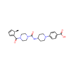 C[C@@H]1C=CC=C1C(=O)N1CCN(C(=O)NC2CCN(c3ccc(C(=O)O)cc3)CC2)CC1 ZINC000169703265