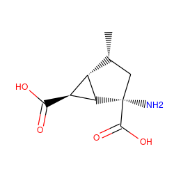 C[C@@H]1C[C@@](N)(C(=O)O)[C@@H]2[C@@H](C(=O)O)[C@@H]21 ZINC000013644423