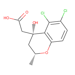 C[C@@H]1C[C@@](O)(CC(=O)O)c2c(ccc(Cl)c2Cl)O1 ZINC000013456131