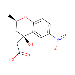 C[C@@H]1C[C@@](O)(CC(=O)O)c2cc([N+](=O)[O-])ccc2O1 ZINC000013456110