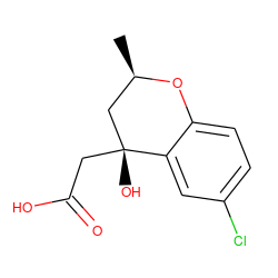 C[C@@H]1C[C@@](O)(CC(=O)O)c2cc(Cl)ccc2O1 ZINC000013456102