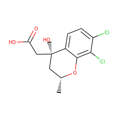 C[C@@H]1C[C@@](O)(CC(=O)O)c2ccc(Cl)c(Cl)c2O1 ZINC000013456196