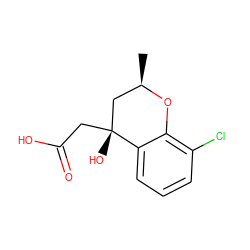 C[C@@H]1C[C@@](O)(CC(=O)O)c2cccc(Cl)c2O1 ZINC000013456191