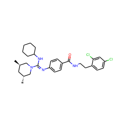 C[C@@H]1C[C@@H](C)CN(/C(=N/c2ccc(C(=O)NCCc3ccc(Cl)cc3Cl)cc2)NC2CCCCC2)C1 ZINC000013581465