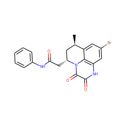 C[C@@H]1C[C@@H](CC(=O)Nc2ccccc2)n2c(=O)c(=O)[nH]c3cc(Br)cc1c32 ZINC000029322084