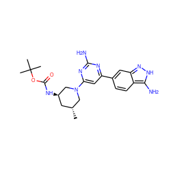 C[C@@H]1C[C@@H](NC(=O)OC(C)(C)C)CN(c2cc(-c3ccc4c(N)[nH]nc4c3)nc(N)n2)C1 ZINC000064746497