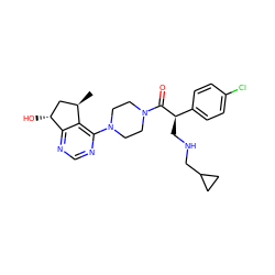 C[C@@H]1C[C@@H](O)c2ncnc(N3CCN(C(=O)[C@H](CNCC4CC4)c4ccc(Cl)cc4)CC3)c21 ZINC000095579215