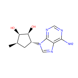 C[C@@H]1C[C@@H](n2cnc3c(N)ncnc32)[C@H](O)[C@@H]1O ZINC000013454886