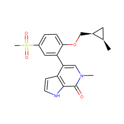 C[C@@H]1C[C@@H]1COc1ccc(S(C)(=O)=O)cc1-c1cn(C)c(=O)c2[nH]ccc12 ZINC000146455940