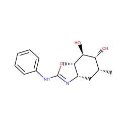 C[C@@H]1C[C@@H]2N=C(Nc3ccccc3)O[C@@H]2[C@@H](O)[C@@H]1O ZINC000026674739