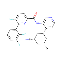 C[C@@H]1C[C@H](N)C[C@H](c2ccncc2NC(=O)c2ccc(F)c(-c3cccc(F)c3F)n2)C1 ZINC000140303331