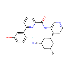 C[C@@H]1C[C@H](N)C[C@H](c2ccncc2NC(=O)c2cccc(-c3cc(O)ccc3F)n2)C1 ZINC000139642651