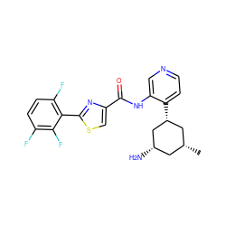 C[C@@H]1C[C@H](N)C[C@H](c2ccncc2NC(=O)c2csc(-c3c(F)ccc(F)c3F)n2)C1 ZINC000167195324