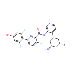 C[C@@H]1C[C@H](N)C[C@H](c2ccncc2NC(=O)c2nc(-c3c(F)cc(O)cc3F)ccc2F)C1 ZINC000168470460