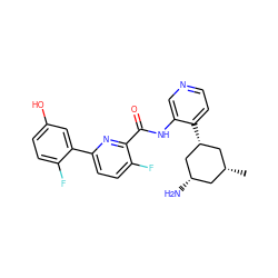 C[C@@H]1C[C@H](N)C[C@H](c2ccncc2NC(=O)c2nc(-c3cc(O)ccc3F)ccc2F)C1 ZINC000168124482