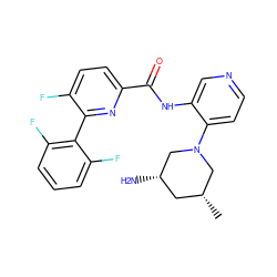 C[C@@H]1C[C@H](N)CN(c2ccncc2NC(=O)c2ccc(F)c(-c3c(F)cccc3F)n2)C1 ZINC000213207715