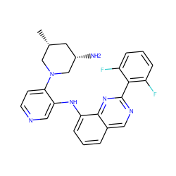 C[C@@H]1C[C@H](N)CN(c2ccncc2Nc2cccc3cnc(-c4c(F)cccc4F)nc23)C1 ZINC000116904134