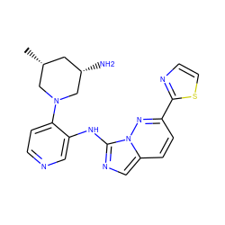 C[C@@H]1C[C@H](N)CN(c2ccncc2Nc2ncc3ccc(-c4nccs4)nn23)C1 ZINC000142901685