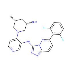 C[C@@H]1C[C@H](N)CN(c2ccncc2Nc2nnc3ccc(-c4c(F)cccc4F)nn23)C1 ZINC000142978150