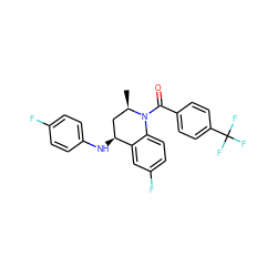 C[C@@H]1C[C@H](Nc2ccc(F)cc2)c2cc(F)ccc2N1C(=O)c1ccc(C(F)(F)F)cc1 ZINC000013490216