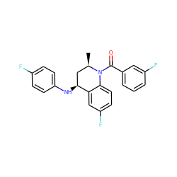 C[C@@H]1C[C@H](Nc2ccc(F)cc2)c2cc(F)ccc2N1C(=O)c1cccc(F)c1 ZINC000013490209