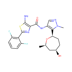 C[C@@H]1C[C@H](O)CC[C@H](c2c(NC(=O)c3nc(-c4c(F)cccc4F)sc3N)cnn2C)O1 ZINC000216885360