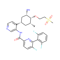 C[C@@H]1C[C@H](c2ccncc2NC(=O)c2ccc(F)c(-c3c(F)cccc3F)n2)C[C@H](N)[C@@H]1OCCS(C)(=O)=O ZINC000207214102