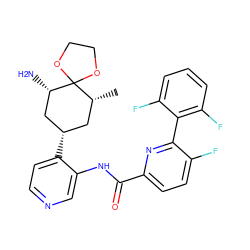 C[C@@H]1C[C@H](c2ccncc2NC(=O)c2ccc(F)c(-c3c(F)cccc3F)n2)C[C@H](N)C12OCCO2 ZINC000207319084