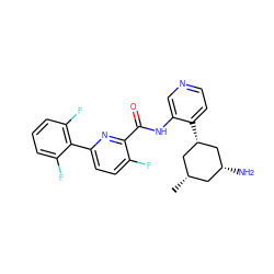 C[C@@H]1C[C@H](c2ccncc2NC(=O)c2nc(-c3c(F)cccc3F)ccc2F)C[C@H](N)C1 ZINC000140315195