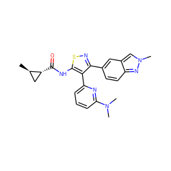 C[C@@H]1C[C@H]1C(=O)Nc1snc(-c2ccc3nn(C)cc3c2)c1-c1cccc(N(C)C)n1 ZINC000095586564