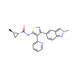 C[C@@H]1C[C@H]1C(=O)Nc1snc(-c2ccc3nn(C)cc3c2)c1-c1ccccn1 ZINC000095587996