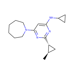 C[C@@H]1C[C@H]1c1nc(NC2CC2)cc(N2CCCCCC2)n1 ZINC000034802258