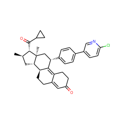 C[C@@H]1C[C@H]2[C@@H]3CCC4=CC(=O)CCC4=C3[C@@H](c3ccc(-c4ccc(Cl)nc4)cc3)C[C@]2(C)[C@H]1C(=O)C1CC1 ZINC000029060547