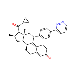 C[C@@H]1C[C@H]2[C@@H]3CCC4=CC(=O)CCC4=C3[C@@H](c3ccc(-c4cccnn4)cc3)C[C@]2(C)[C@H]1C(=O)C1CC1 ZINC000029060136