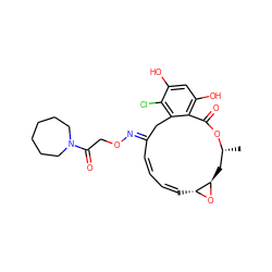 C[C@@H]1C[C@H]2O[C@@H]2/C=C\C=C\C(=N/OCC(=O)N2CCCCCC2)Cc2c(Cl)c(O)cc(O)c2C(=O)O1 ZINC000013521643