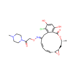 C[C@@H]1C[C@H]2O[C@@H]2/C=C\C=C\C(=N/OCC(=O)N2CCN(C)CC2)Cc2c(Cl)c(O)cc(O)c2C(=O)O1 ZINC000013521650