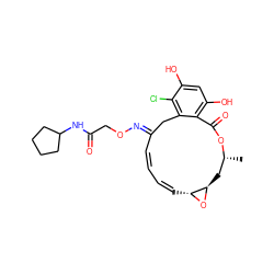 C[C@@H]1C[C@H]2O[C@@H]2/C=C\C=C\C(=N/OCC(=O)NC2CCCC2)Cc2c(Cl)c(O)cc(O)c2C(=O)O1 ZINC000013521654