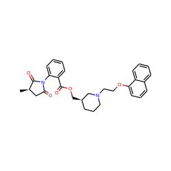 C[C@@H]1CC(=O)N(c2ccccc2C(=O)OC[C@@H]2CCCN(CCOc3cccc4ccccc34)C2)C1=O ZINC000082151500