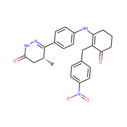 C[C@@H]1CC(=O)NN=C1c1ccc(NC2=C(Cc3ccc([N+](=O)[O-])cc3)C(=O)CCC2)cc1 ZINC000013587299