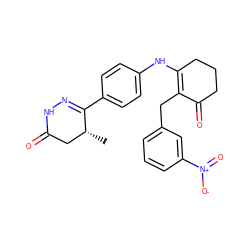 C[C@@H]1CC(=O)NN=C1c1ccc(NC2=C(Cc3cccc([N+](=O)[O-])c3)C(=O)CCC2)cc1 ZINC000013587295