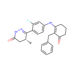 C[C@@H]1CC(=O)NN=C1c1ccc(NC2=C(Cc3ccccc3)C(=O)CCC2)cc1F ZINC000013587306