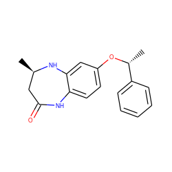 C[C@@H]1CC(=O)Nc2ccc(O[C@H](C)c3ccccc3)cc2N1 ZINC000584904799