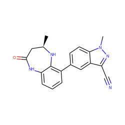 C[C@@H]1CC(=O)Nc2cccc(-c3ccc4c(c3)c(C#N)nn4C)c2N1 ZINC000653900914