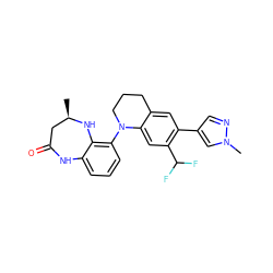 C[C@@H]1CC(=O)Nc2cccc(N3CCCc4cc(-c5cnn(C)c5)c(C(F)F)cc43)c2N1 ZINC001772621056