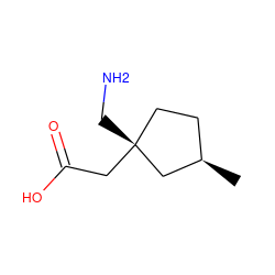 C[C@@H]1CC[C@@](CN)(CC(=O)O)C1 ZINC000033961503