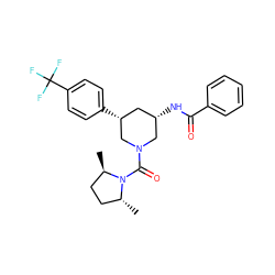 C[C@@H]1CC[C@@H](C)N1C(=O)N1C[C@@H](NC(=O)c2ccccc2)C[C@@H](c2ccc(C(F)(F)F)cc2)C1 ZINC000068246389